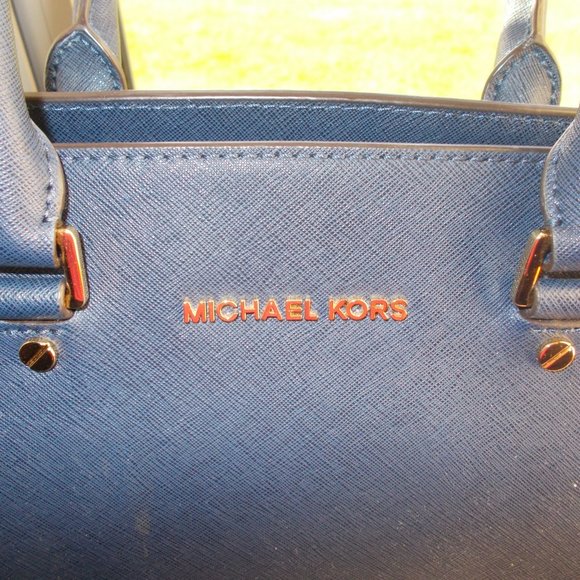Michael Kors Navy Blue Saffiano Leather Handbag - Picture 12 of 14